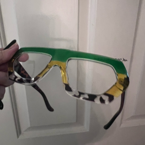 Green and Yellow Oversized Glasses. Just clear lenses no prescription. - Picture 1 of 4